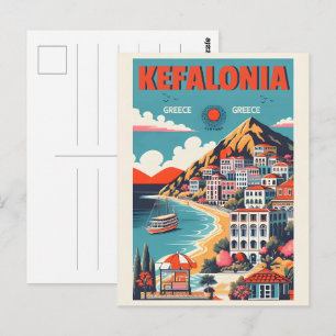 Cartão Postal lembranças de viagem kefalonia grécia vintage