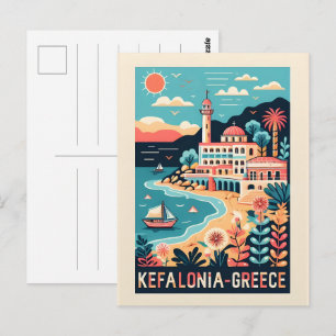 Cartão Postal lembranças de viagem kefalonia grécia vintage