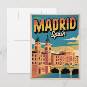 Cartão Postal Lembranças de viagem vintage da cidade de Madrid,