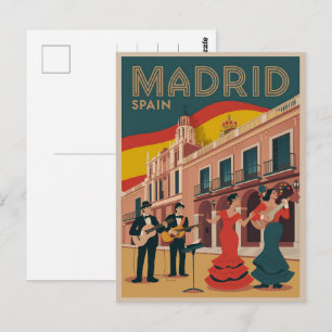 Cartão Postal Lembranças de viagem vintage da cidade de Madrid,