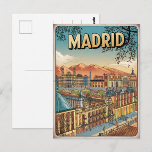 Cartão Postal lembranças de viagem vintage da cidade de Madrid E
