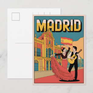 Cartão Postal Lembranças e presentes flaminco Vintage Madrid Esp