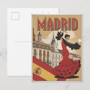 Cartão Postal Lembranças flamencas vintage Madrid Espanha, prese