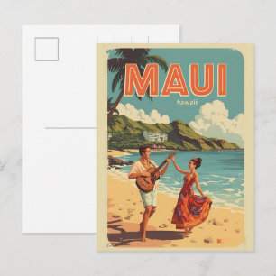 Cartão Postal Lembranças vintage da praia tropical do Maui no Ha