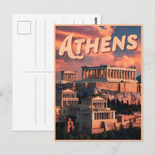 Cartão Postal lembranças vintage de Atenas capital da Grécia