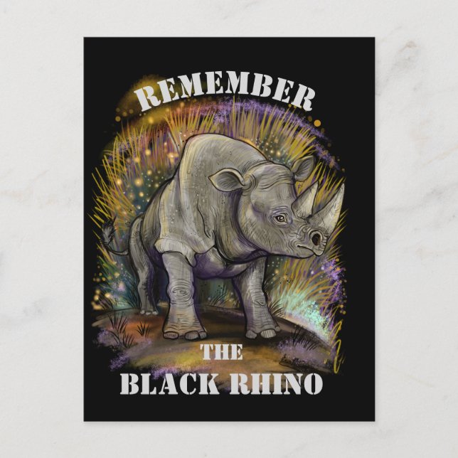 Cartão Postal Lembre-se do Black Rhino (Frente)