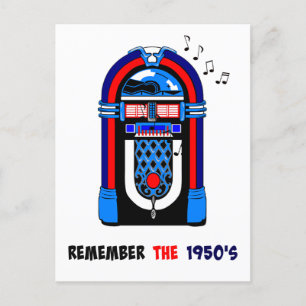 Cartão Postal Lembrem-se dos anos 50, jukebox.