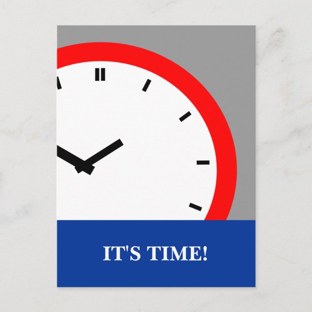 Cartão Postal Lembrete da nomeação do tempo da face do relógio (Frente)