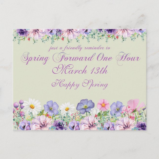 Cartão Postal Lembrete de Alteração de Horário de Poupança à Luz (Frente)