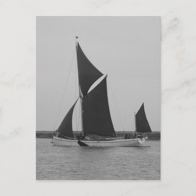 Cartão Postal Lembrete de Barcaça de Vela (Frente)