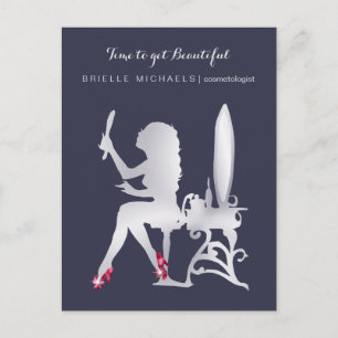 Cartão Postal Lembrete de Compromisso da Mulher Silver Luxe FAUX