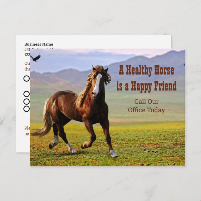 Cartão Postal Lembrete de Compromisso de Cavalo para o Veterinár (Frente/Verso)