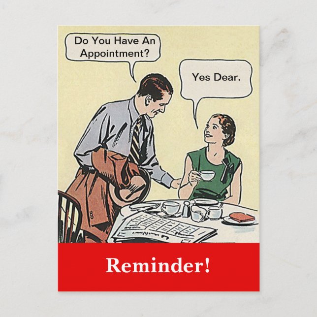 Cartão Postal Lembrete de Compromisso do Casal Retroativo do Car (Frente)