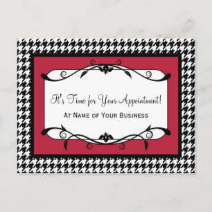 Cartão Postal Lembrete de compromisso do Samba Red Houndstooth
