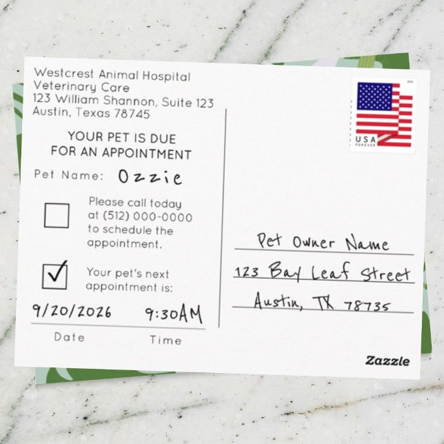 Cartão Postal Lembrete de Consulta Aloha Pet (Criador carregado)