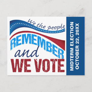 Cartão Postal Lembrete de Dia de Eleição para Votar Bandeira Ame