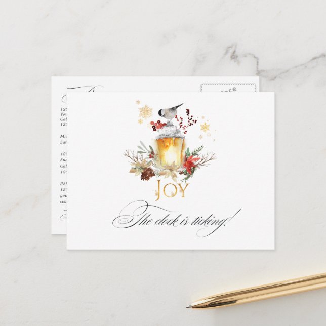 Cartão Postal Lembrete de Evento de Natal de Pinheiro e Abeto RS (Frente/Verso In Situ)