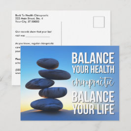 Cartão Postal Lembrete de Quiropraxia para Equilibrar sua Saúde 