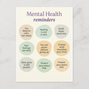 Cartão Postal Lembrete de Saúde Mental Pastel