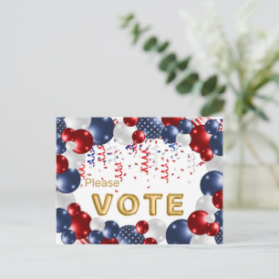 Cartão Postal Lembrete de Votação da Celebração Estrelada e List