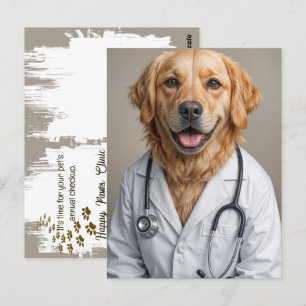 Cartão Postal Lembrete do ouro Retriever do Serviço Veterinário