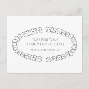 Cartão Postal Lembrete Simples de Dentista Dentagem Dentária