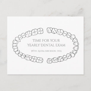 Cartão Postal Lembrete Simples de Dentista Dentagem Dentária