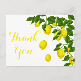 Cartão Postal Lemon Amarelo Obrigado Casamento de Citros Verdes