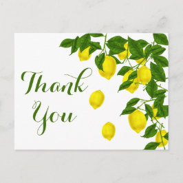 Cartão Postal Lemon Amarelo Obrigado Casamento de Citros Verdes