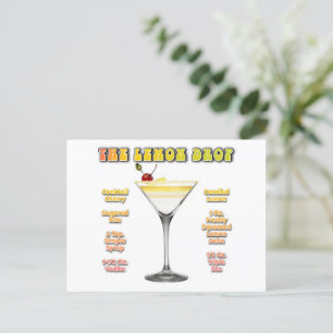 Cartão Postal LEMON DROP MARTINI Cocktail Recebe Arte