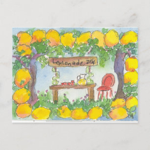 Cartão Postal Lemonade Stand Lemon Citrus Tree Summer