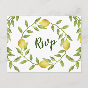 Cartão Postal Lemons e GreeneryRSVP de Casamento com a Escolh
