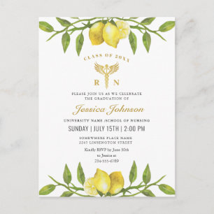 Cartão Postal Lemons Wreath Nursing School Invitation