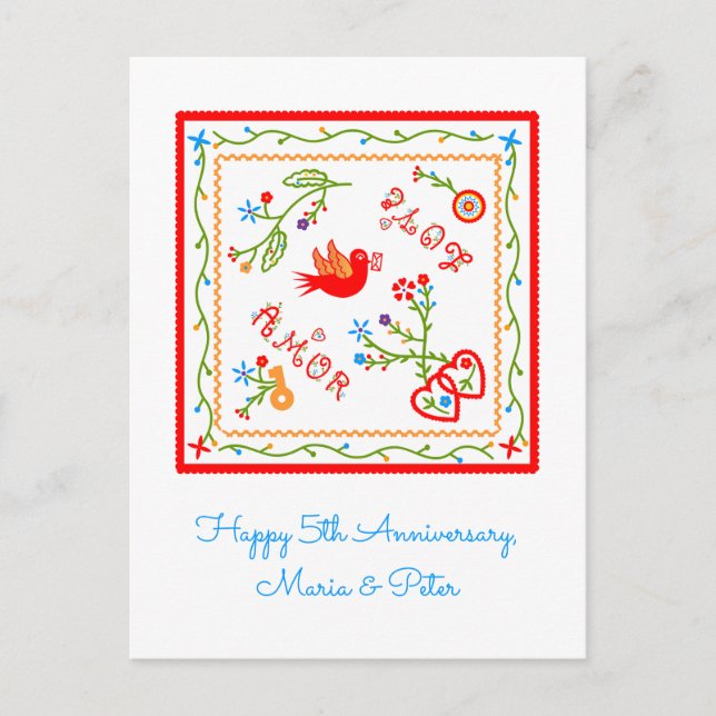 Cartão Postal Lenços de casamento aniversário (Frente)