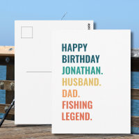Lenda Personalizada de Pesca Texto Retrô Aniversár