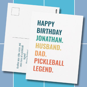 Cartão Postal Lenda Personalizada de Pickleball Aniversário Edit