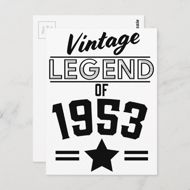 Cartão Postal Lenda Vintage de 1953 (Frente/Verso)