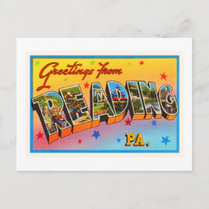 Cartão Postal Lendo a Viagens vintage PA da Pensilvânia Souveni