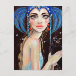 Cartão Postal Lenore e os três corvos de olhos, arte original