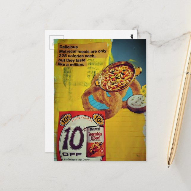 Cartão Postal Lentil Rings and Soup 225 mixed media collage  (Frente/Verso In Situ)