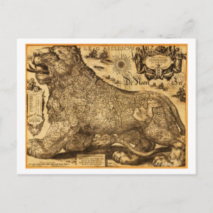 Cartão Postal Leo Belgicus dos Países Baixos e da Bélgica