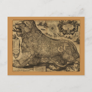 Cartão Postal Leo Belgicus, Mapa da União do Benelux (1611)