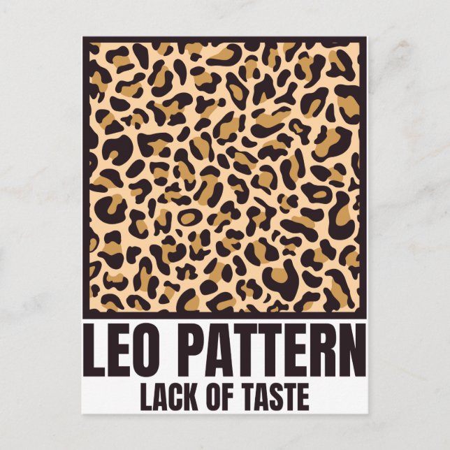 Cartão Postal Leo Pattern Bad Taste Fashion Victim (Frente)