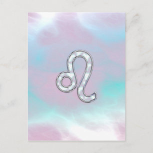 Cartão Postal Leo Zodiac - Sinal de Pastels Nacre Style Impressã