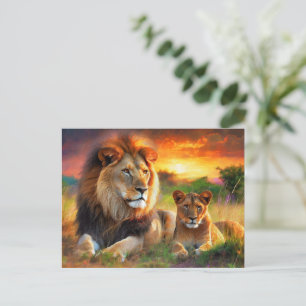 Cartão Postal Leoa com filhote