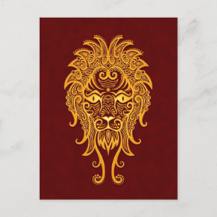 Cartão Postal Léon Zodiac Amarelo Itrado em Vermelho