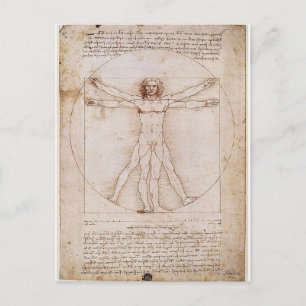 CARTÃO POSTAL LEONARDO DA VINCI ... HOMEM VITRUVIANO ... C. 1490