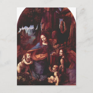 Cartão Postal Leonardo da Vinci - Madona na caverna do rock