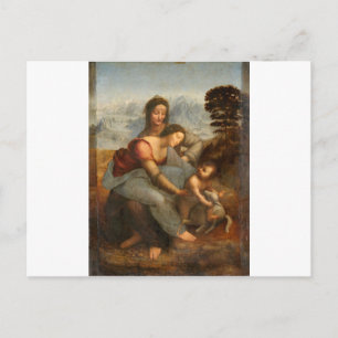 Cartão Postal Leonardo Vinci - A Virgem e o Menino com Santa Ana