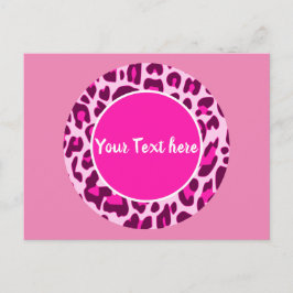 Cartão Postal Leopard Animal Print Pattern Circle Fashion Rosa